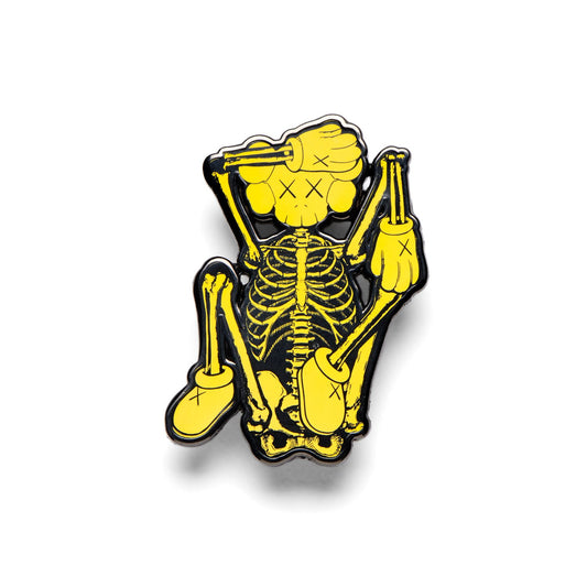 KAWS Skeleton Pin Yellow