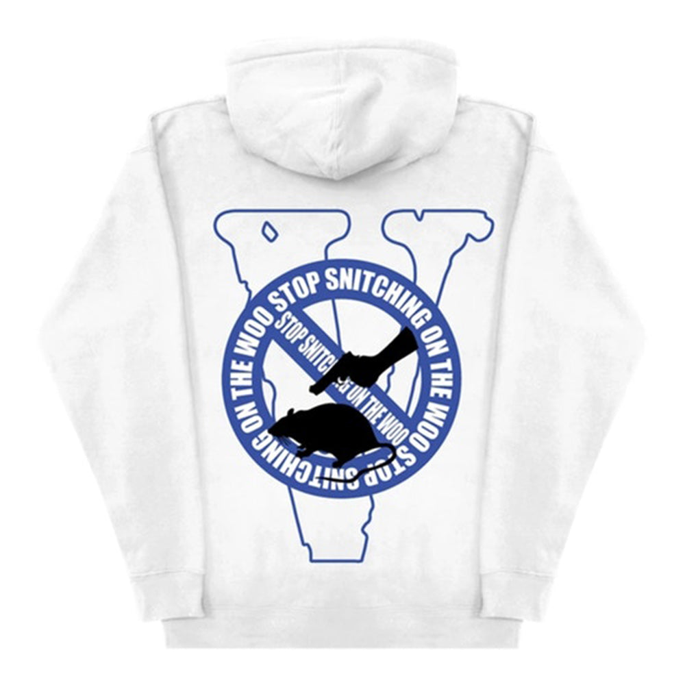 Vlone X Pop Smoke Stop Snitching Blue White Extra Large Hoodie