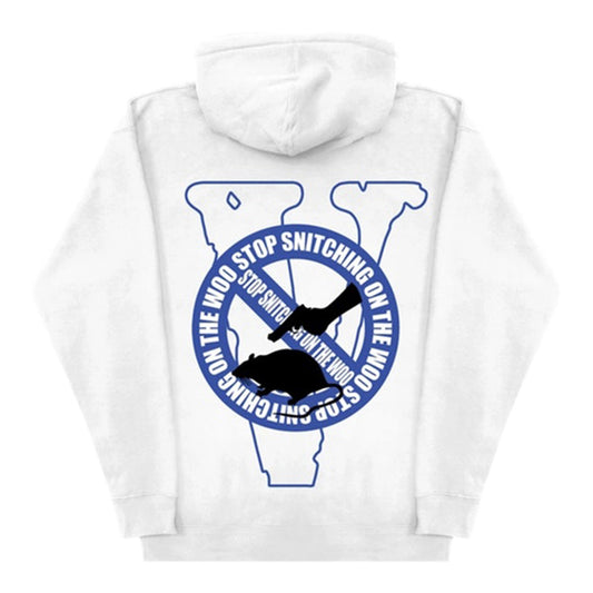 Vlone X Pop Smoke Stop Snitching Blue White Extra Large Hoodie