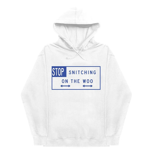 Vlone X Pop Smoke Stop Snitching Blue White Extra Large Hoodie
