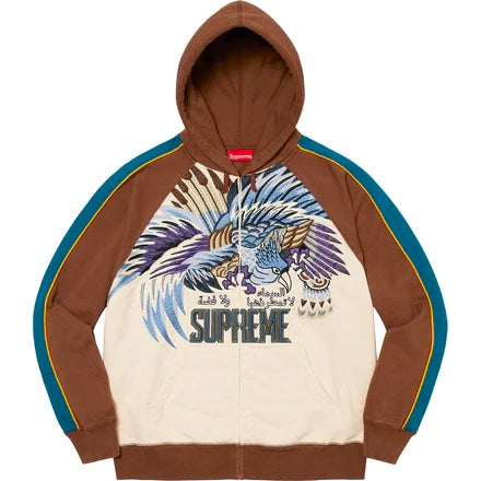 Supreme Falcon Raglan Natural XXL Zip Up Hoodie