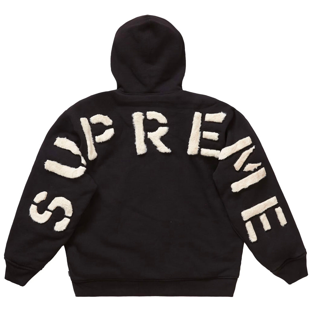 Supreme Faux Fur Lined Black Medium Zip Up Hooded Sweatshirt