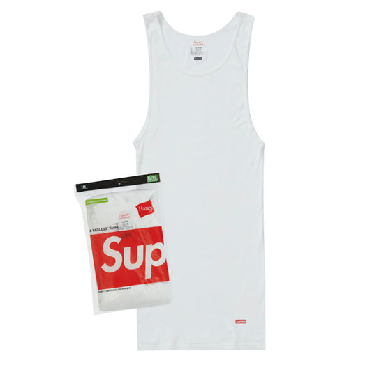 Supreme Hanes Tagless White Medium Tank Tops (3 Pack)