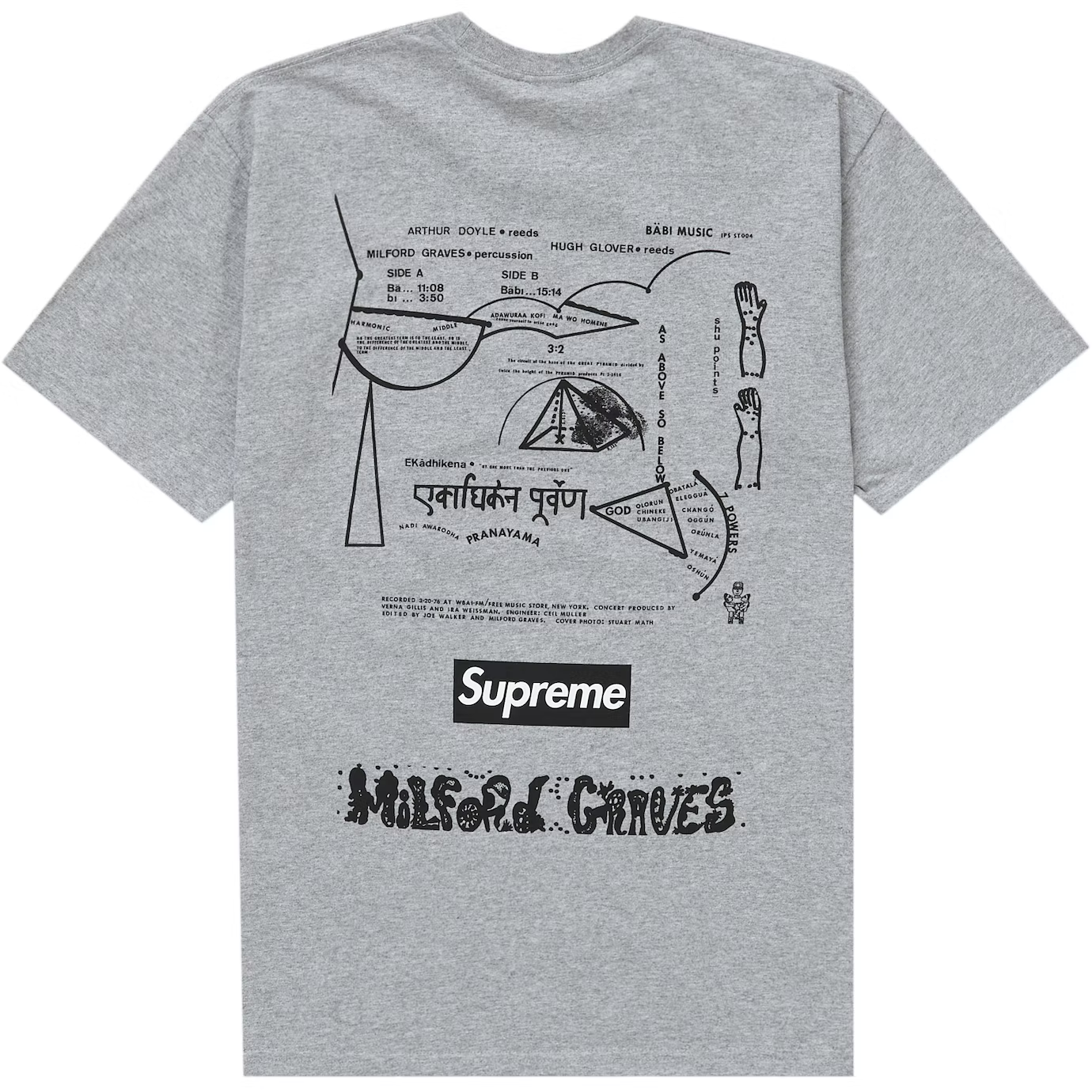Supreme MIlford Graves Heather Grey Medium Tee