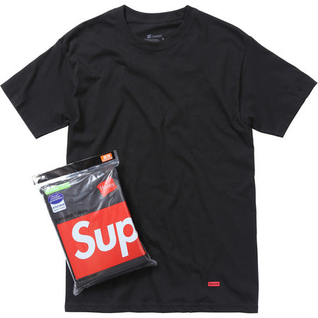Supreme x Hanes Tagless Large Black Tees 3-Pack