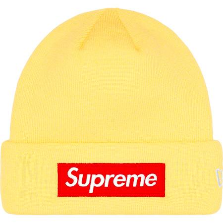Supreme Box Logo Pale Yellow New Era Beanie