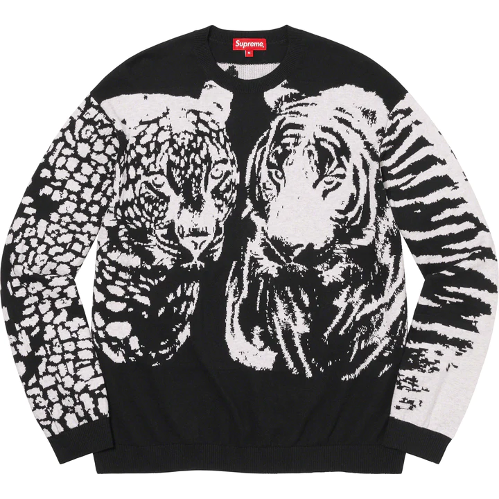 Supreme Big Cats Jacquard Black Long Sleeve Top