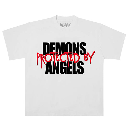 Vlone x Nav Demons Protected By Angels White Medium Tee