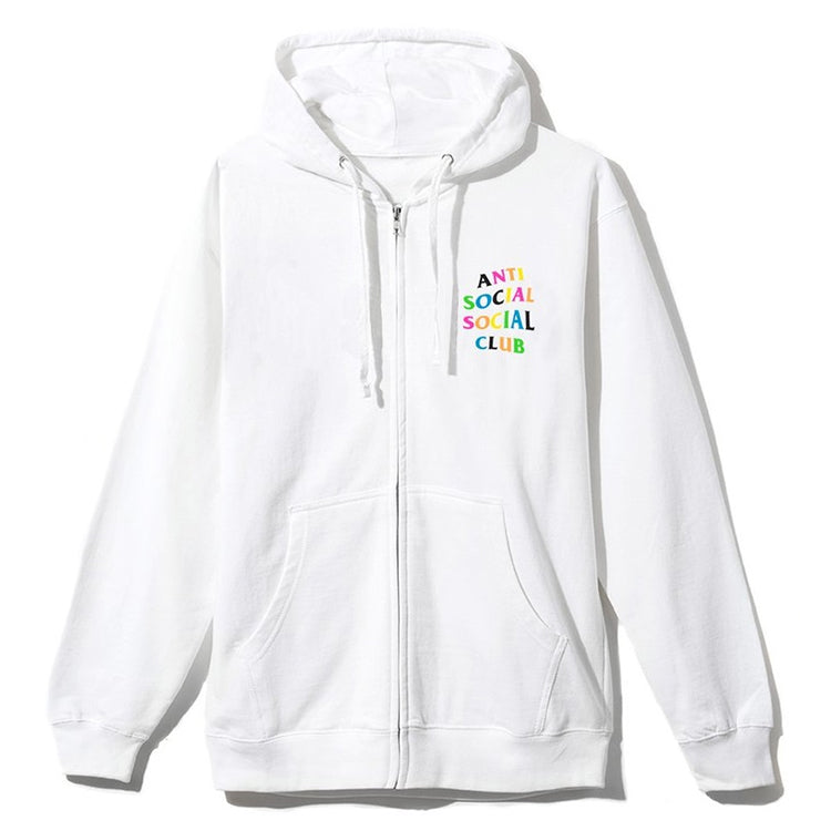 Anti Social Social Club Rainbow White Medium Zip Up Hoodie