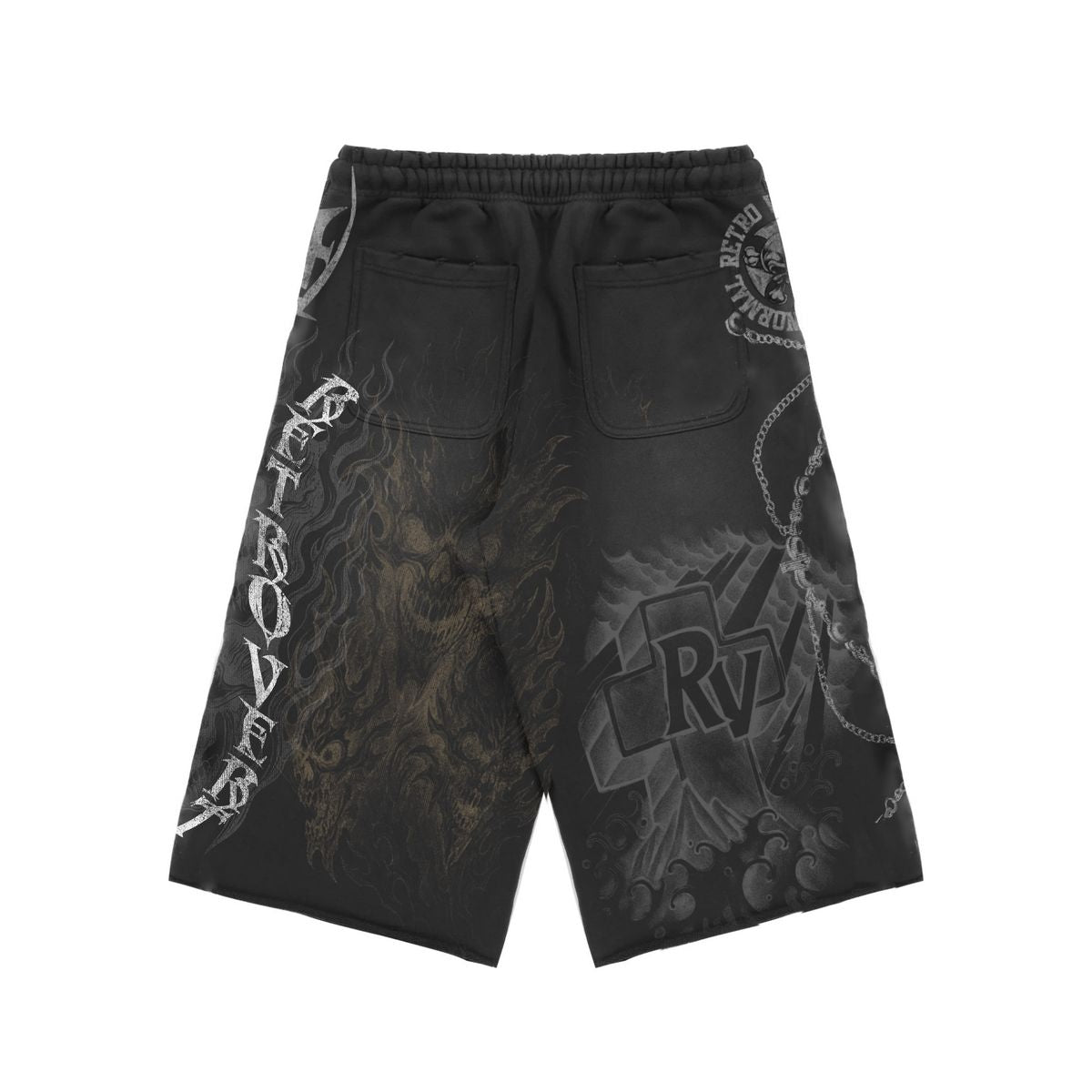 Retrovert Black Studded Flame Sweatshort