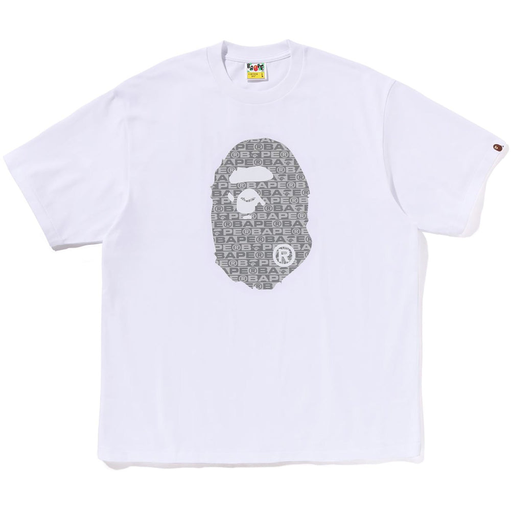 Bape Lux Sport Pattern Ape Head Relaxed Fit White Tee