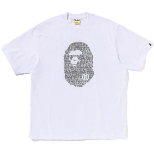 Bape Lux Sport Pattern Ape Head Relaxed Fit White Tee