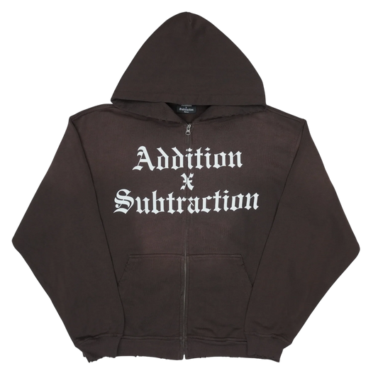 ABS New Beginnings Vintage Wash Brown Zip Up Hoodie