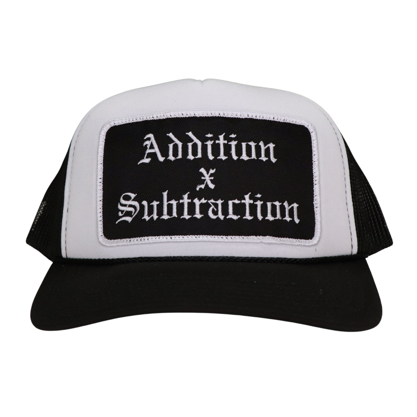Addition by Subtraction Black White Patch Hat