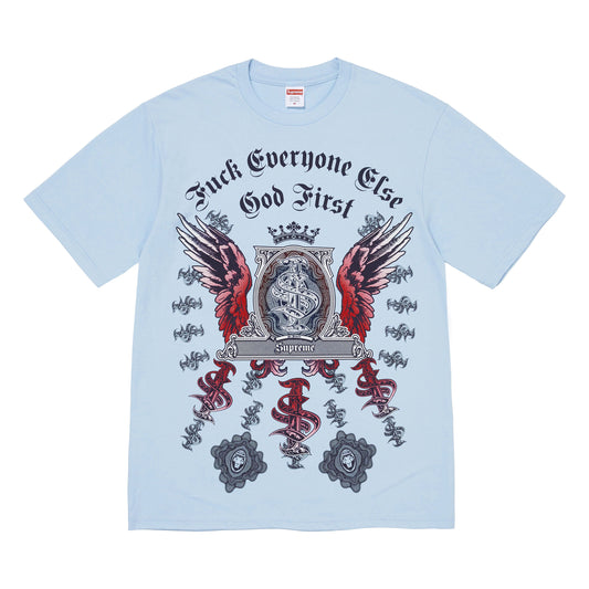 Supreme Money powder blue T-shirt, front view