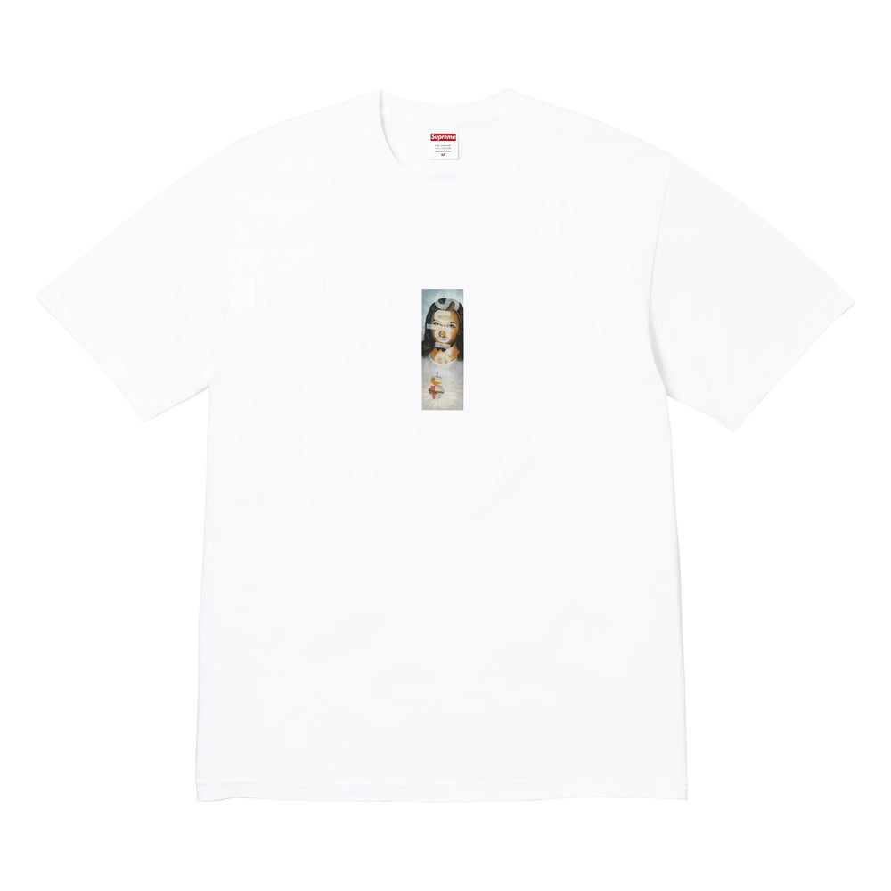 Supreme Prayer Card Box Logo white T-shirt, front view