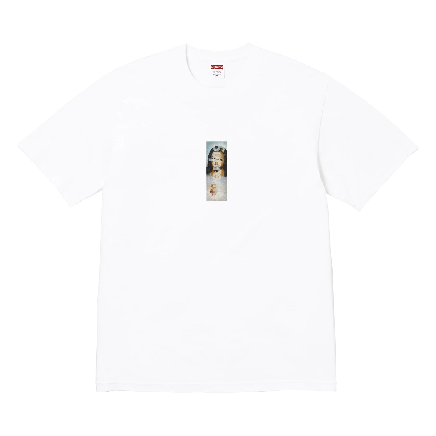 Supreme Prayer Card Box Logo white T-shirt, front view