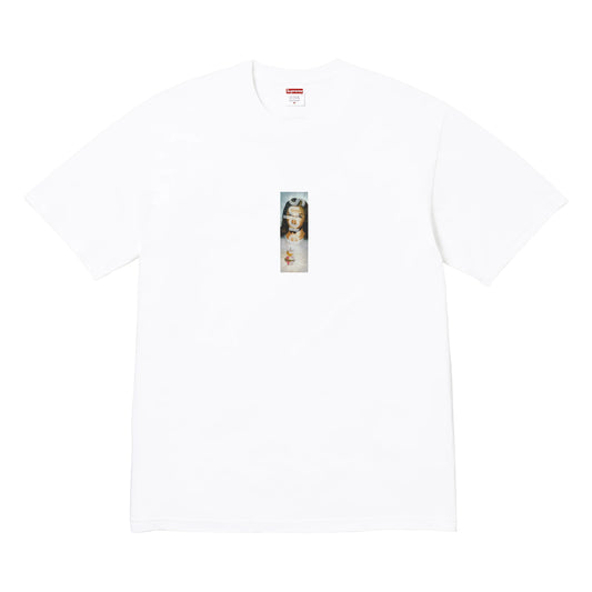 Supreme Prayer Card Box Logo white T-shirt, front view