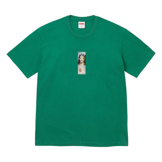 Supreme Prayer Card Box Logo light pine T-shirt, front view