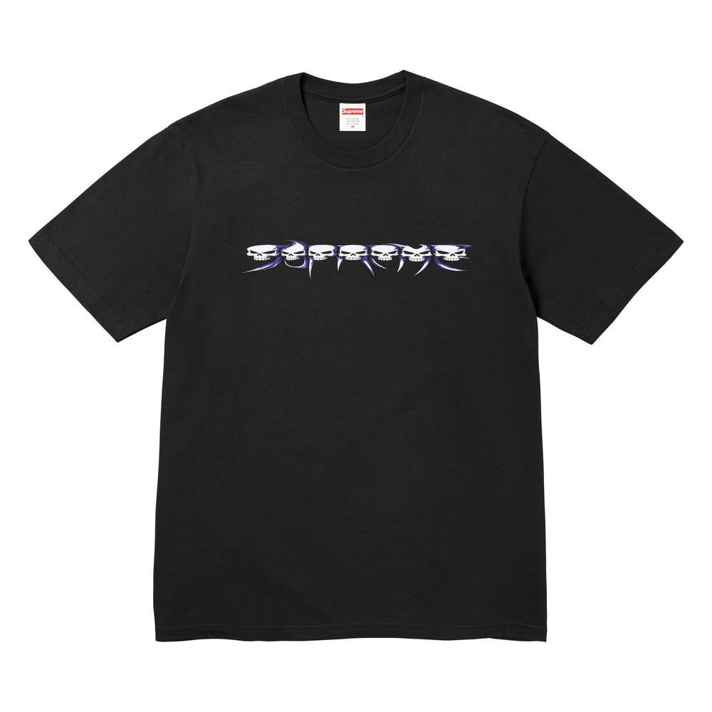 Supreme Skulls Spellout black T-shirt, front view
