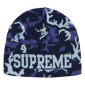 Supreme Reversible Camo navy beanie, detail view