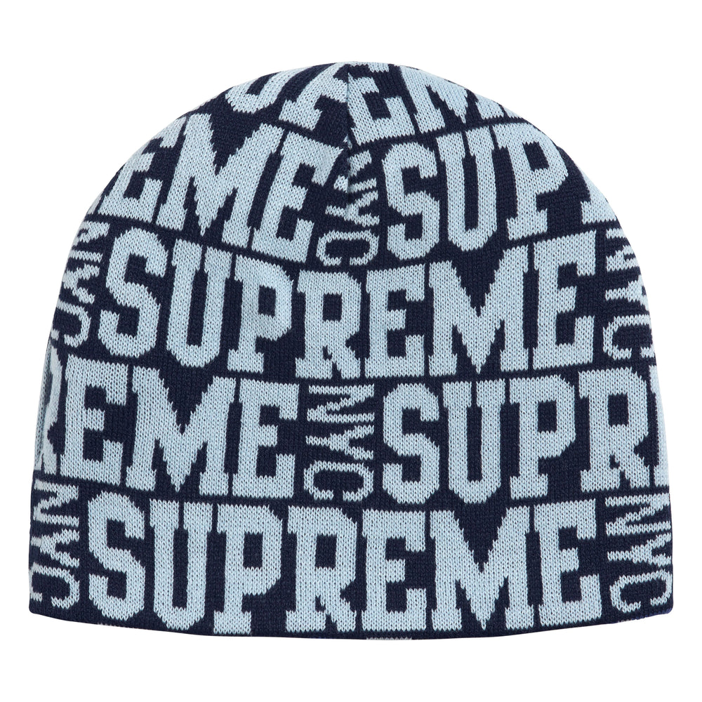 Supreme Reversible Camo navy beanie, front view