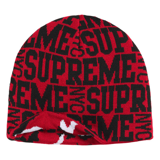 Supreme Reversible Camo red beanie, back view