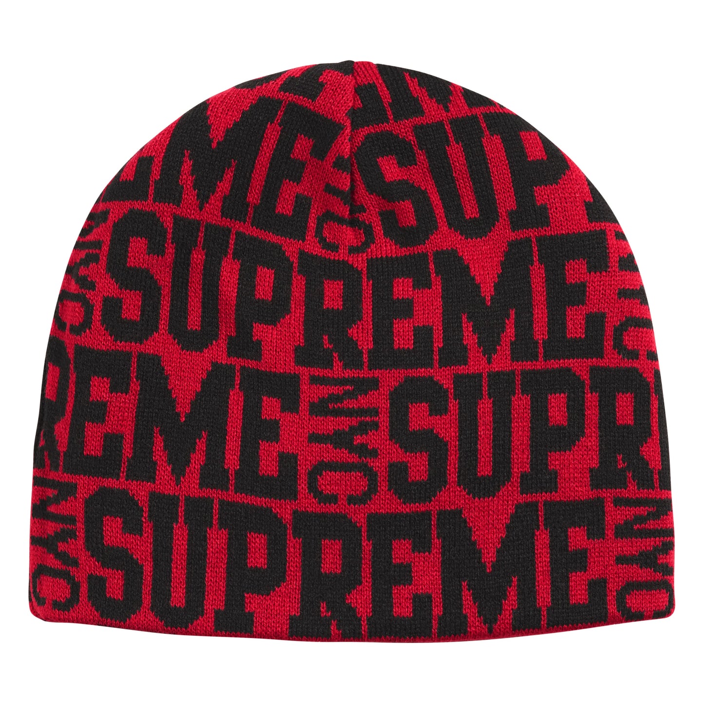 Supreme Reversible Camo red beanie, front view