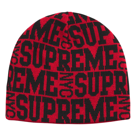 Supreme Reversible Camo red beanie, front view