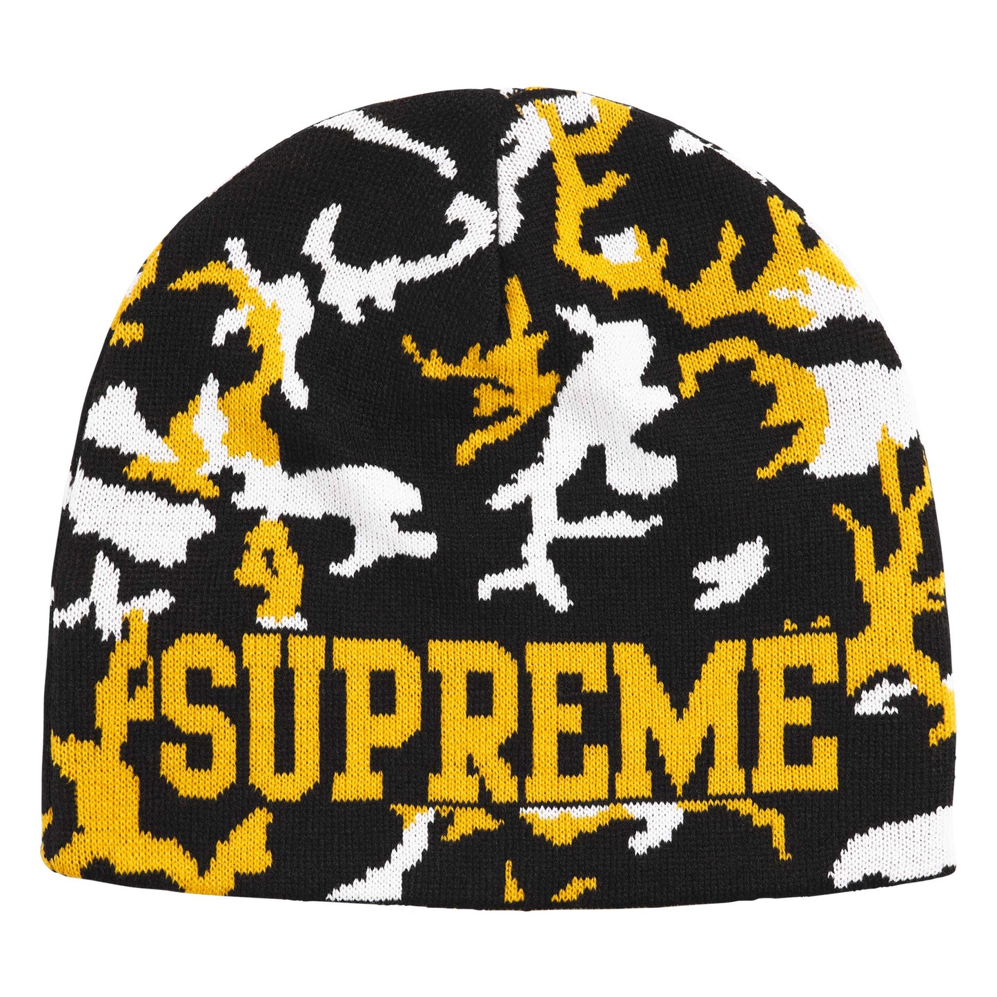 Supreme Reversible Camo black beanie, detail view