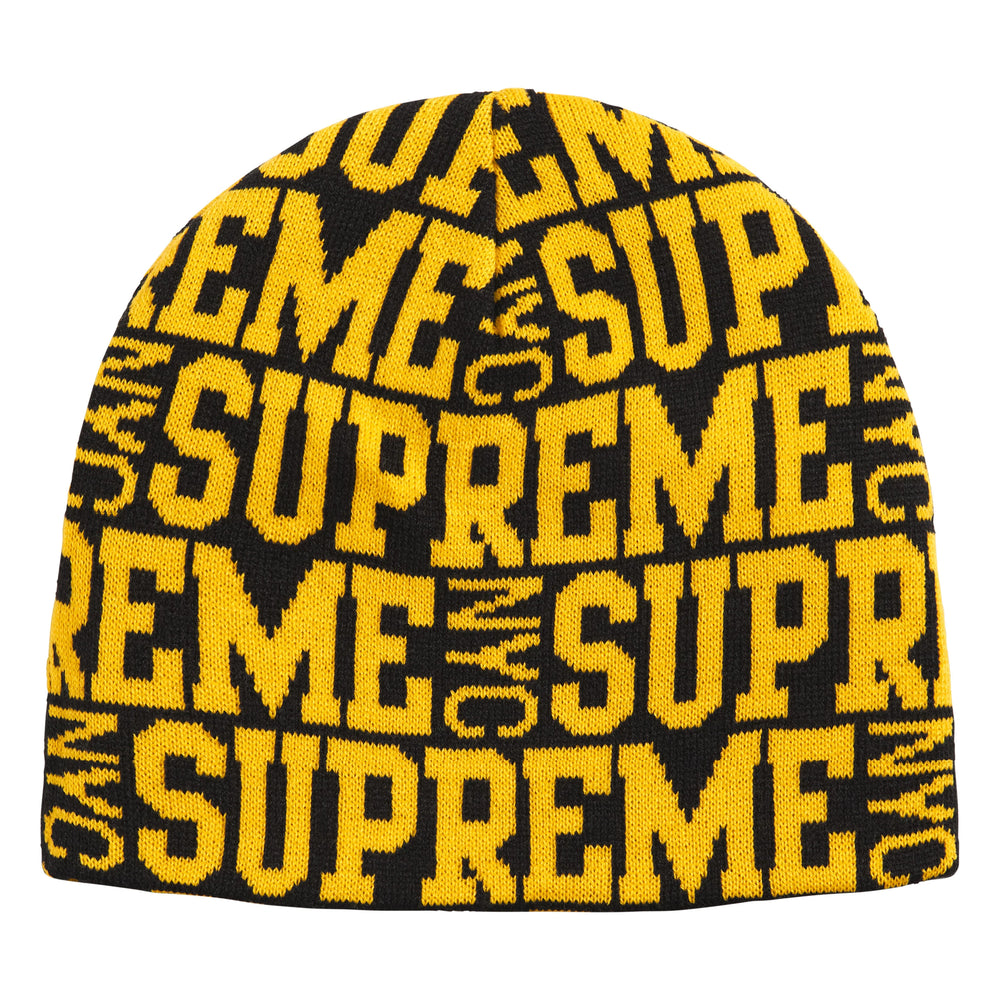 Supreme Reversible Camo black beanie, front view