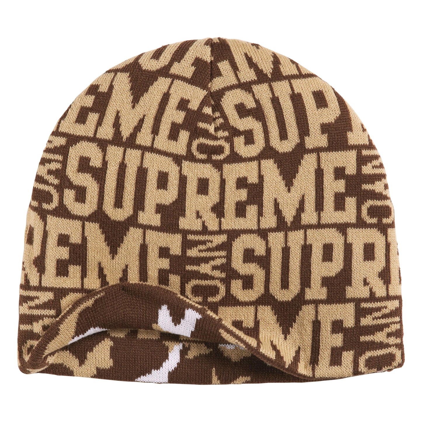 Supreme Reversible Camo brown beanie, back view