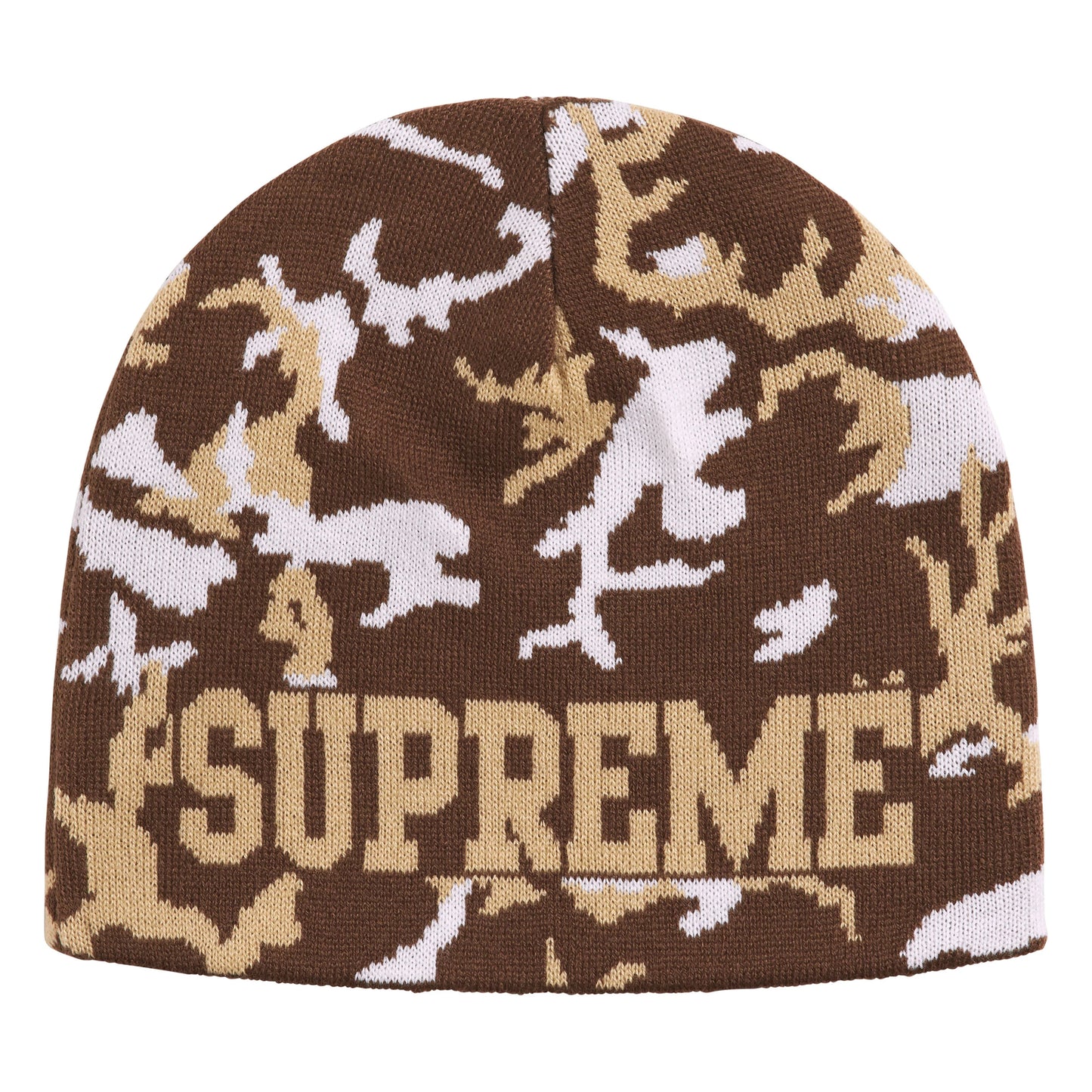 Supreme Reversible Camo brown beanie, detail view