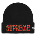 Supreme New Era Action black beanie, front view
