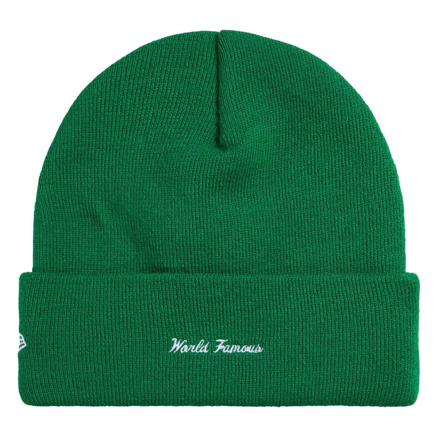 Supreme New Era Action green beanie, back view