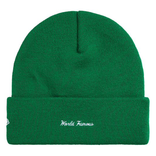 Supreme New Era Action green beanie, back view
