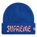 Supreme New Era Action royal beanie, front view