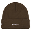 Supreme New Era Action brown beanie, back view