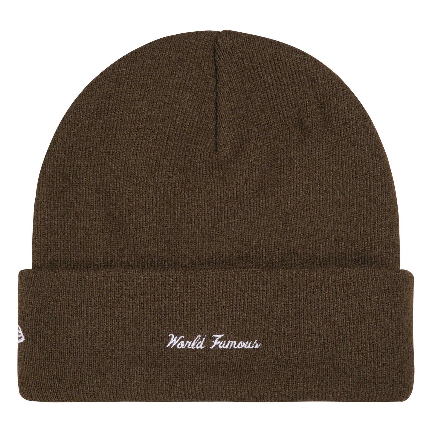 Supreme New Era Action brown beanie, back view