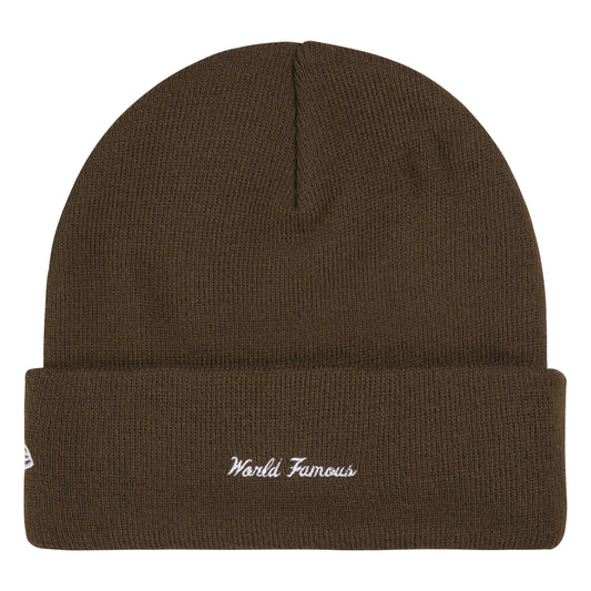 Supreme New Era Action brown beanie, back view
