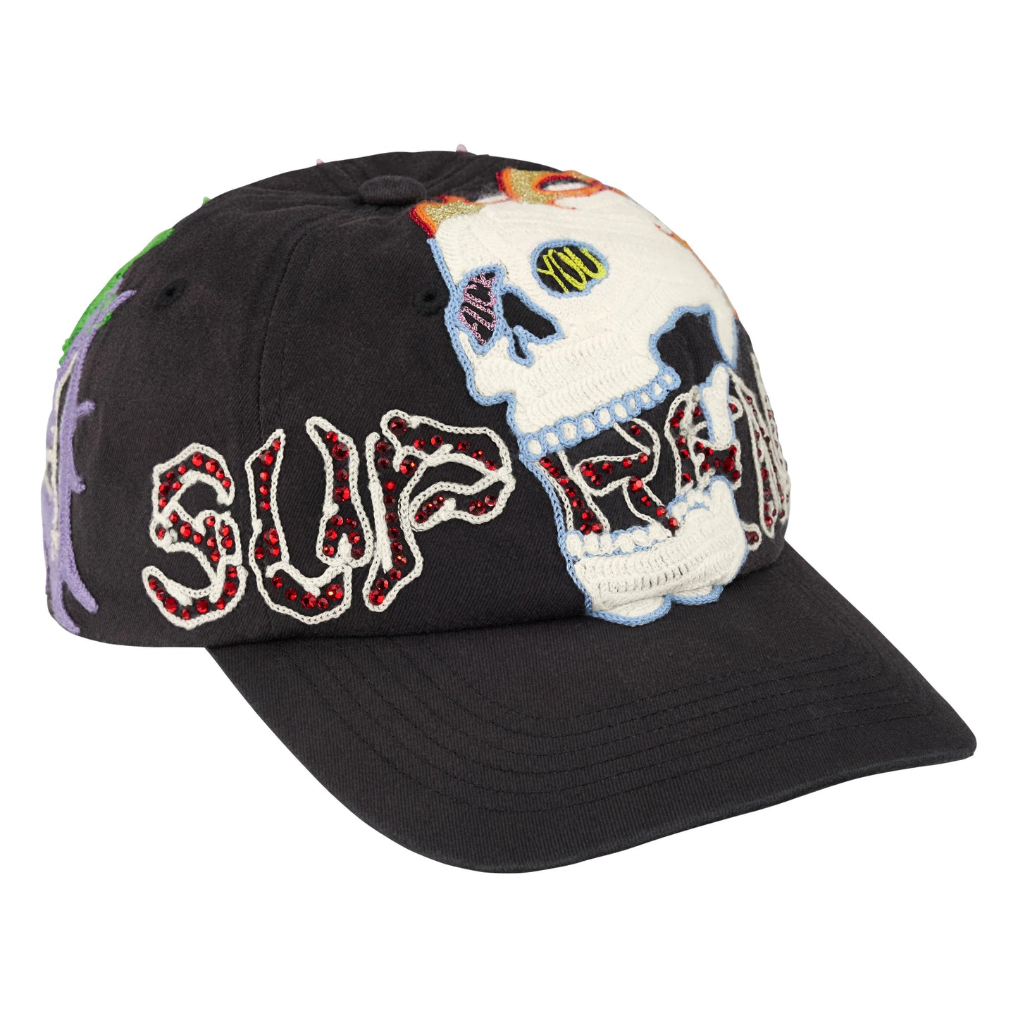 Supreme WFST black 6-panel cap, back view