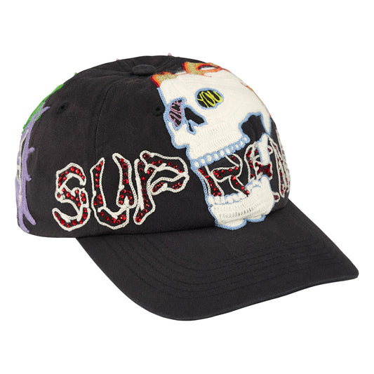 Supreme WFST black 6-panel cap, back view