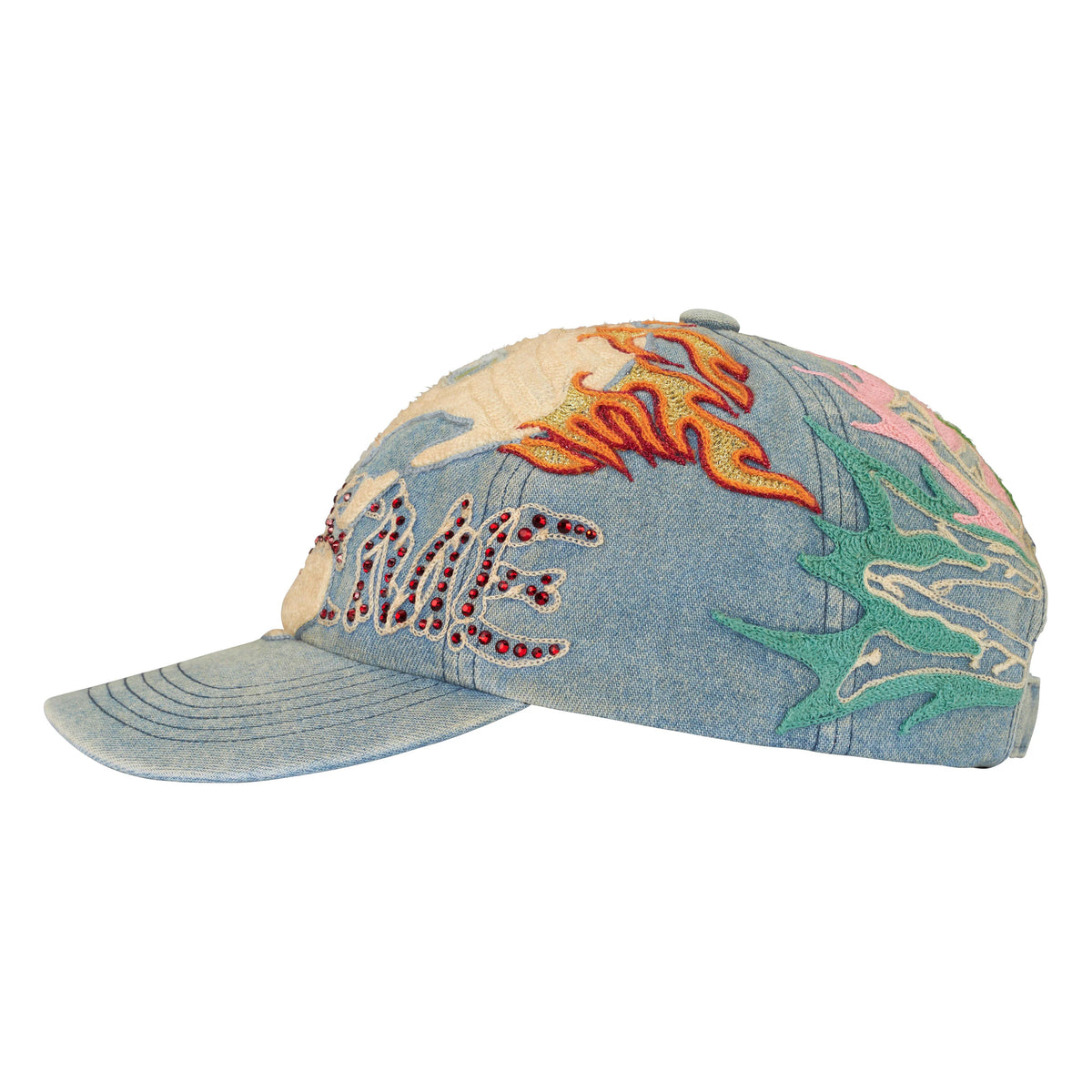 Supreme WFST denim 6-panel cap, detail view