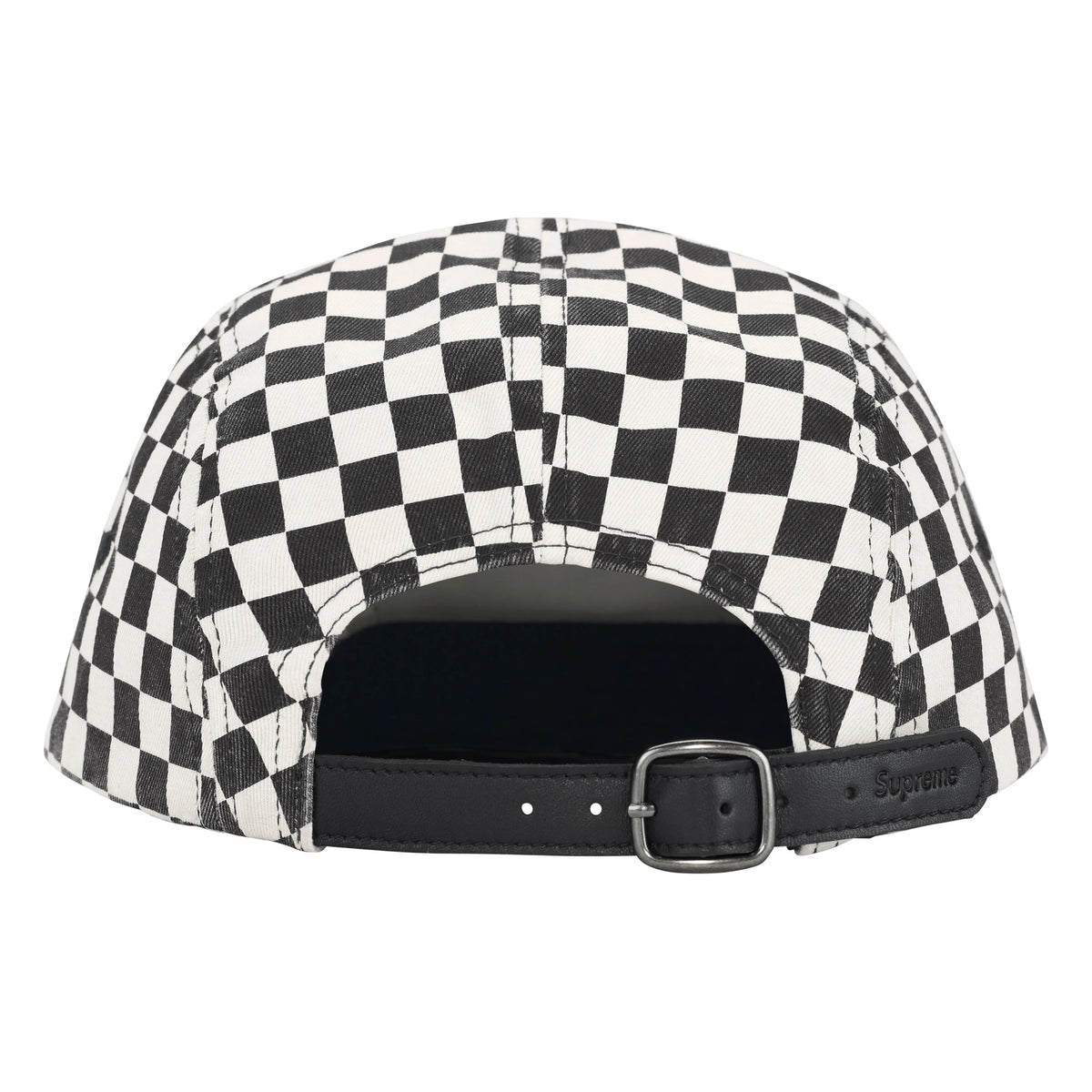 Supreme Washed Chino Twill checkerboard camp cap, back view