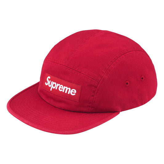 Supreme Washed Chino Twill red camp cap, front view