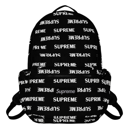 Supreme black backpack, back view