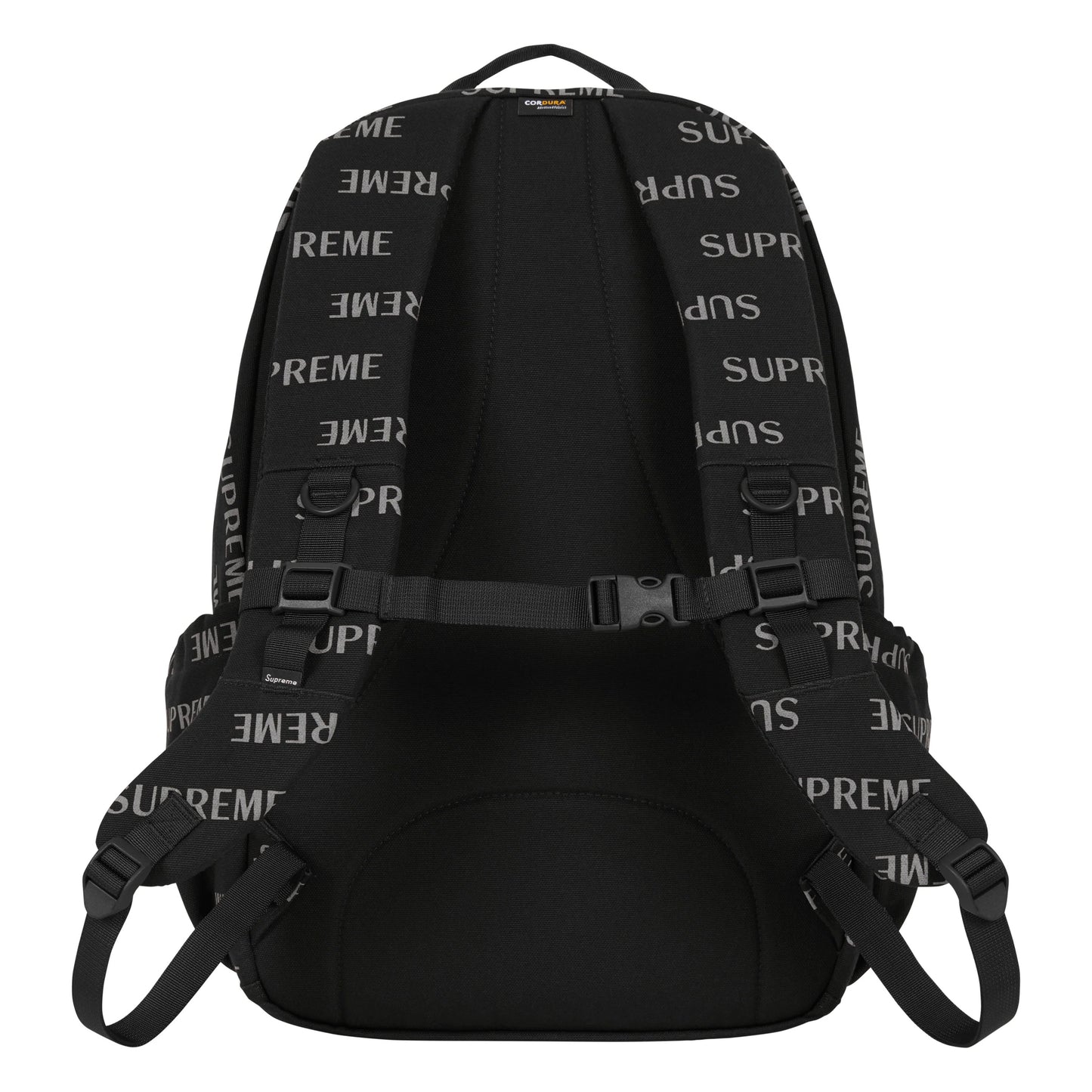 Supreme black backpack, detail view 2