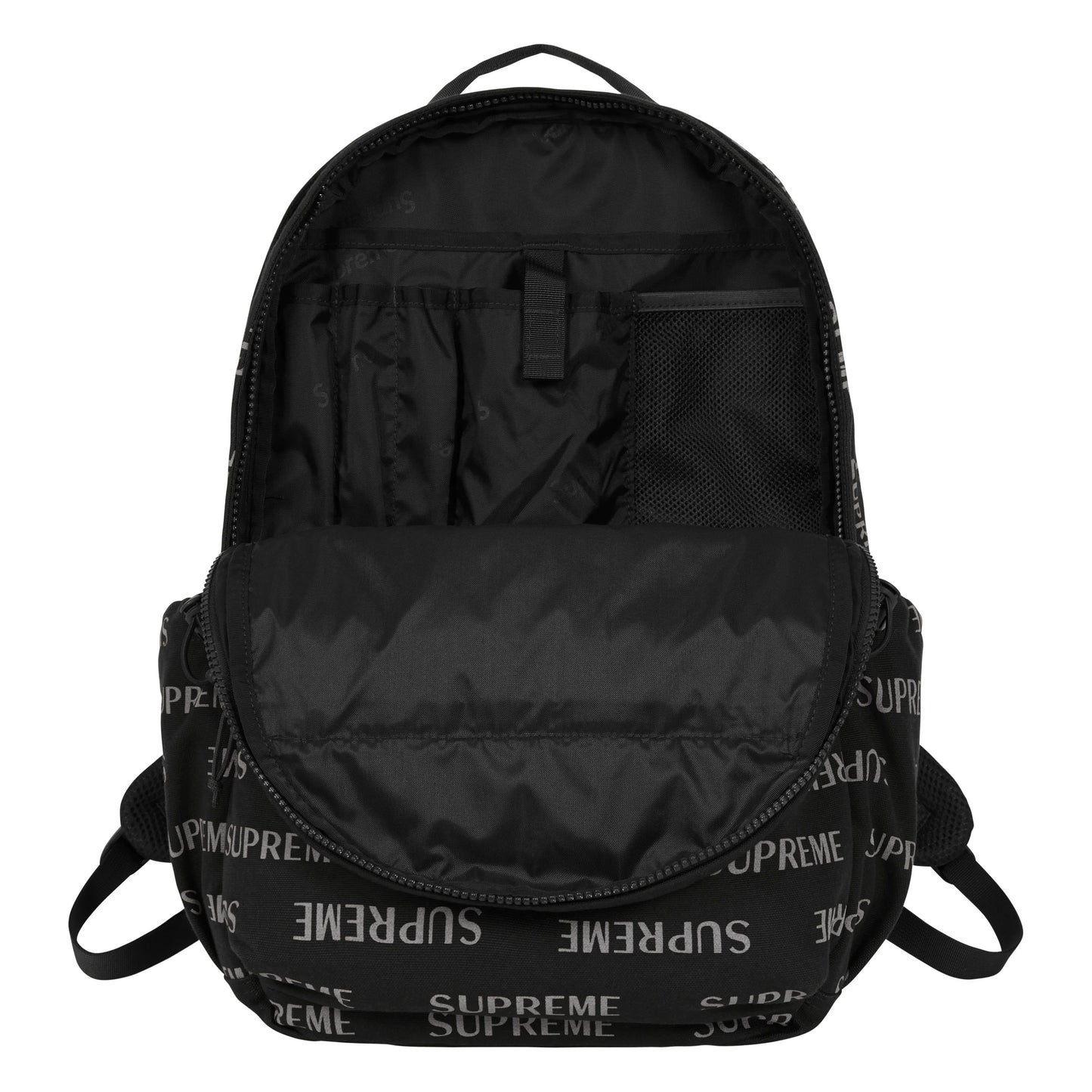Supreme black backpack, detail view 3