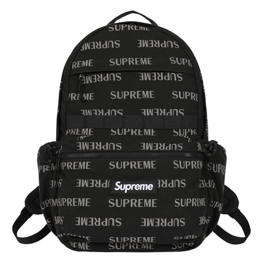 Supreme black backpack, front view