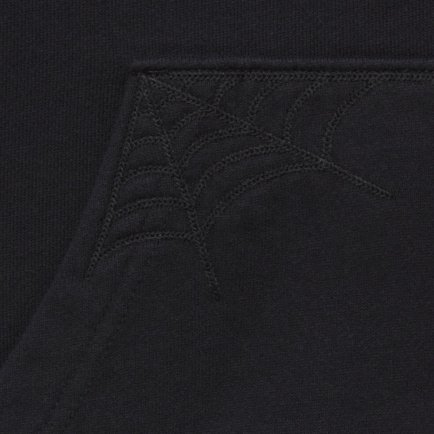 Sp5der Overprint Onyx Zip Hoodie embroidery detail